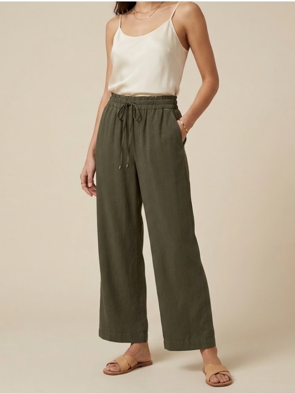 BNWT Esprit Dark Green Khaki Relaxed Fit Pants | Size 10